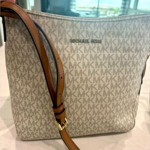 Michael Kors Beige Monogram Clutch